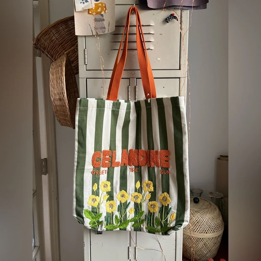 Printed Beaded Canvas Tote Bag (See photos/Description) - Picture 4 of 16